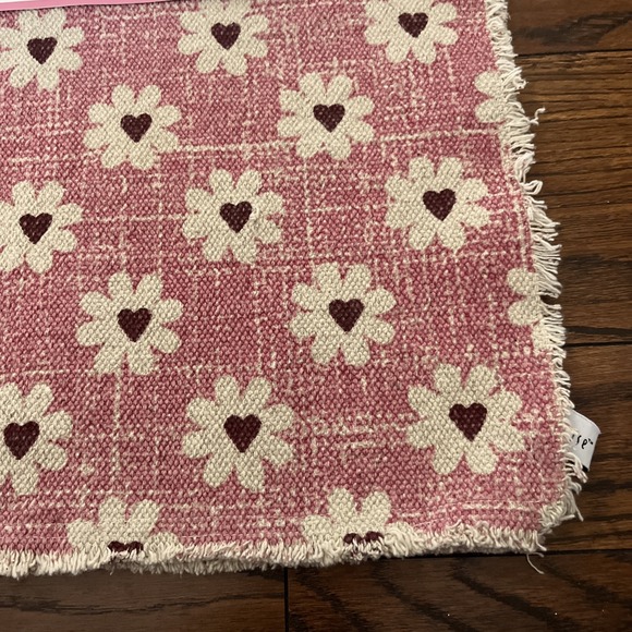 Valentine's Day Storehouse Pink Burgundy  Hearts Cotton Blend Placemats Set Of 4 - Picture 2 of 5